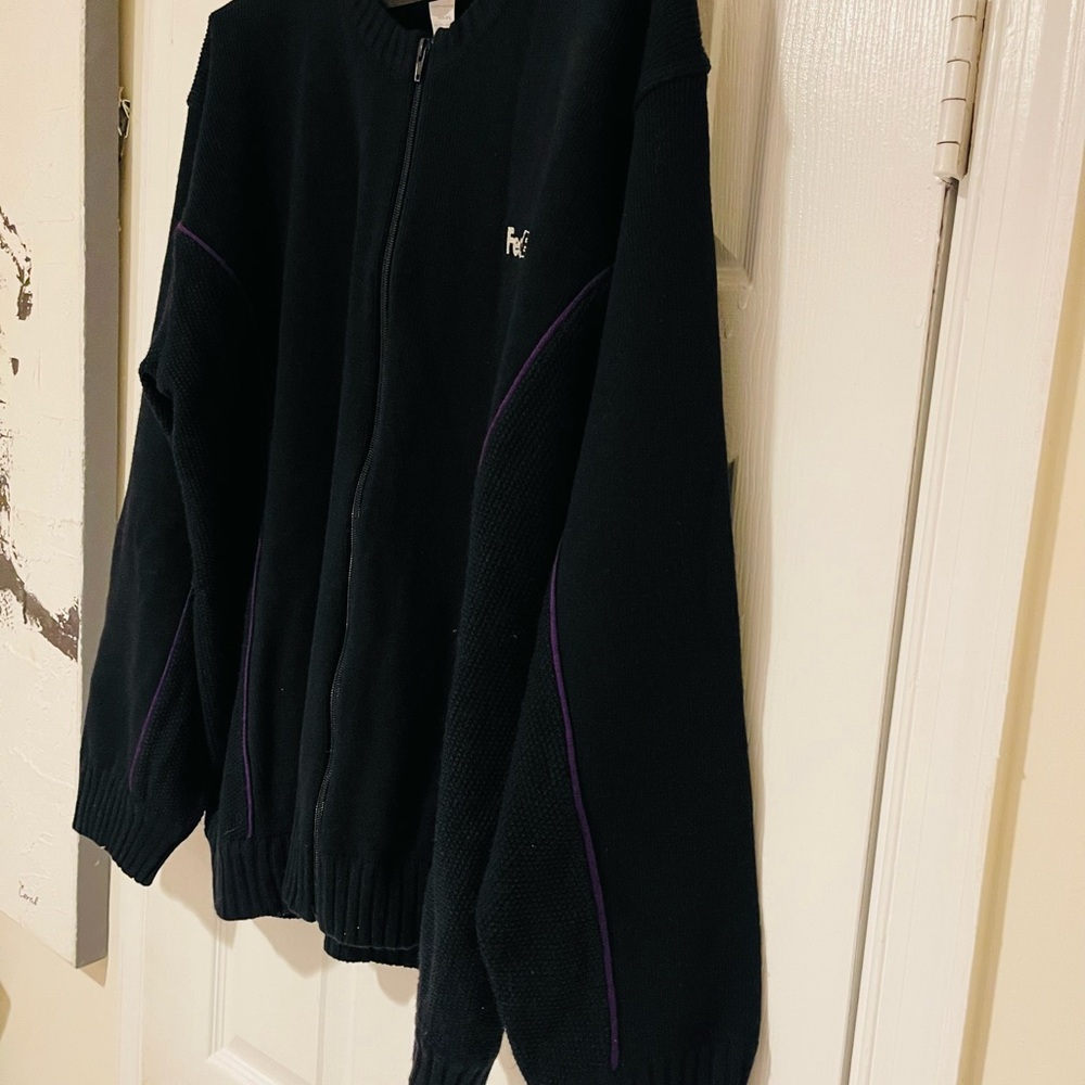 Men’s FedEx Stan Herman Full Zip Black/Purple Sweater Workwear Jacket Size XL - Picture 3 of 9